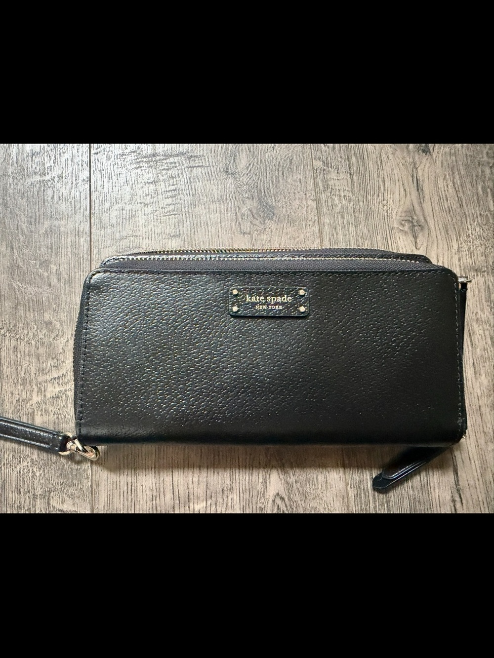 kate spade Black Leather Zip-Around Wallet